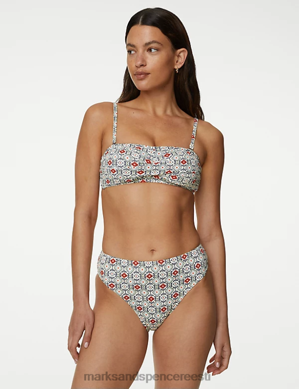 Riietus ee Marks & Spencer naised trükitud polsterdatud bandeau bikiinitops elevandiluu segu NZTRN3386