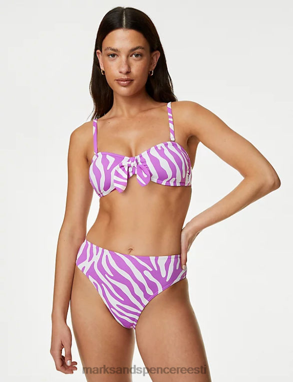 Riietus ee Marks & Spencer naised trükitud polsterdatud bandeau bikiinitops lilla segu NZTRN2611