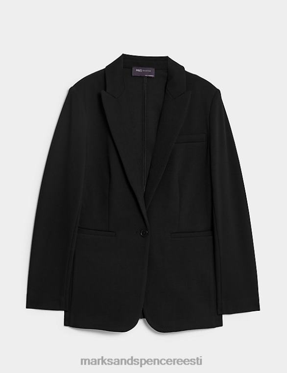Riietus ee Marks & Spencer naised jersey lõdvestunud ühe rinnaga bleiser must NZTRN455