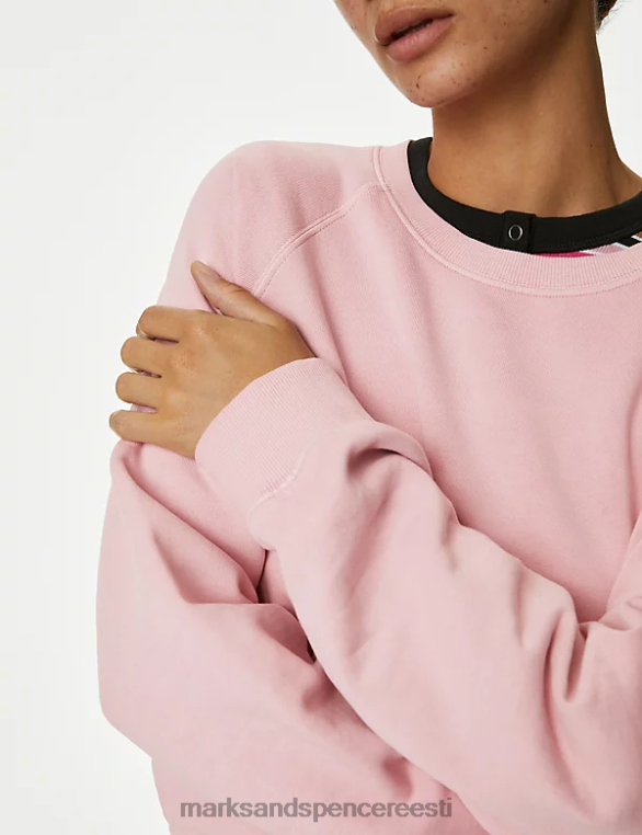 Riietus ee Marks & Spencer naised puhtast puuvillast kaelusega dressipluus roosa NZTRN523