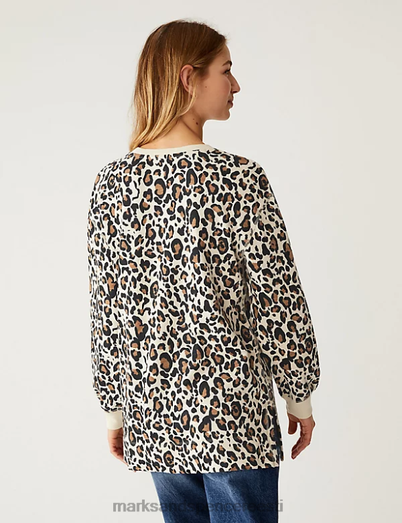 Riietus ee Marks & Spencer naised puhtast puuvillast loomamustriga dressipluus pruun segu NZTRN2548