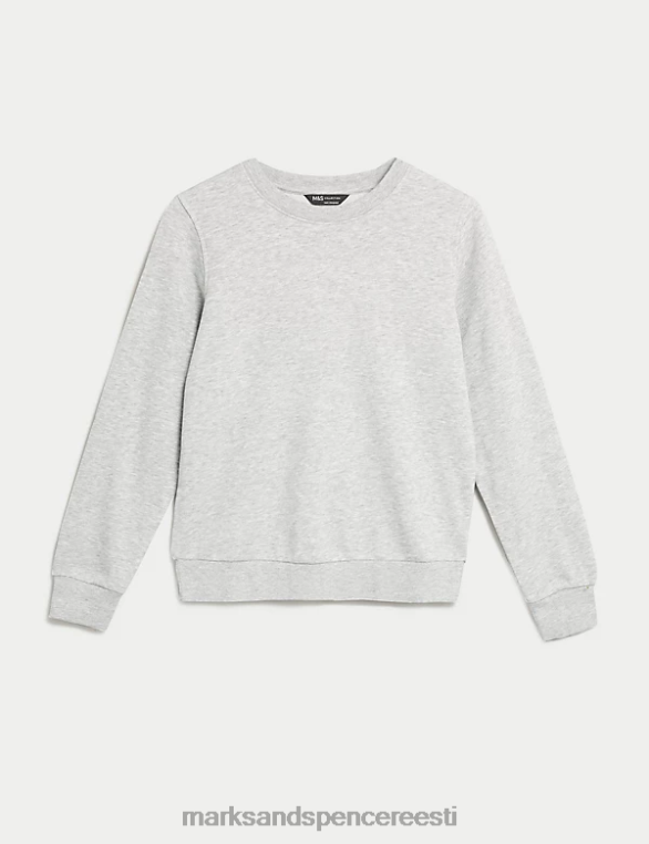 Riietus ee Marks & Spencer naised puuvillase rikkaliku kaelaga dressipluus hall mergel NZTRN3217