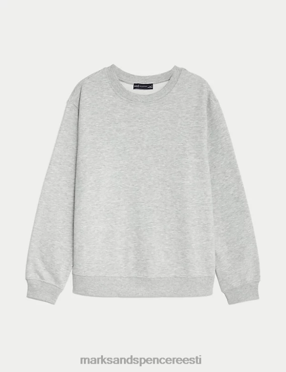 Riietus ee Marks & Spencer naised puuvillase rikkaliku kaelusega dressipluus hall mergel NZTRN2097