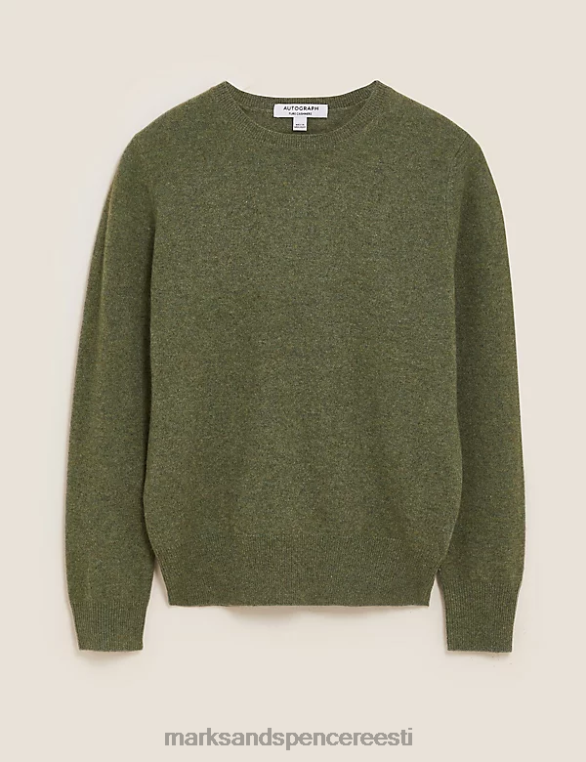 Riietus ee Marks & Spencer naised puhtast kašmiirist kaelusega kampsun khaki mergel NZTRN3507