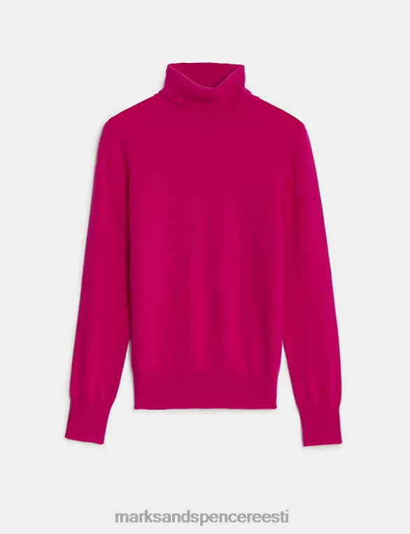Riietus ee Marks & Spencer naised puhtast kašmiirist rullkaelusega kampsun cerise NZTRN3427
