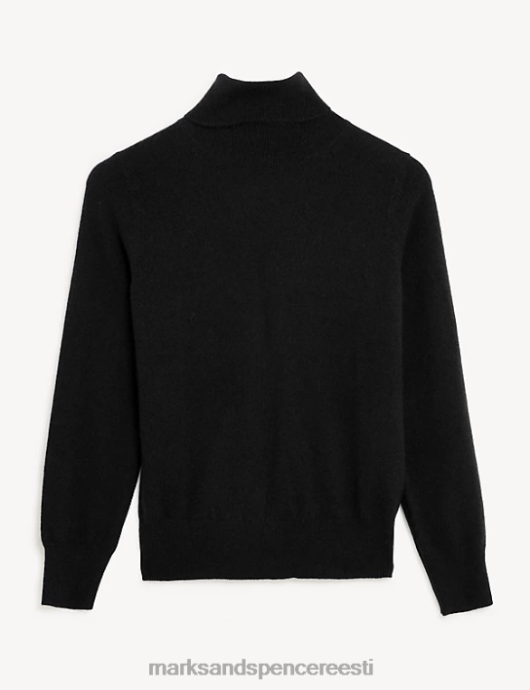 Riietus ee Marks & Spencer naised puhtast kašmiirist rullkaelusega kampsun must NZTRN3114
