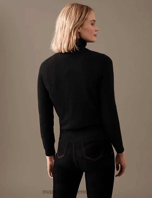 Riietus ee Marks & Spencer naised puhtast kašmiirist rullkaelusega kampsun must NZTRN3114