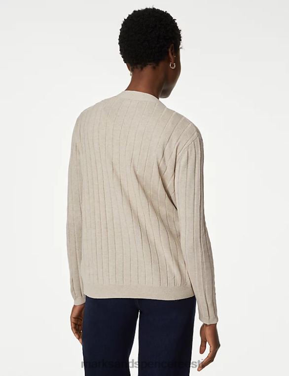 Riietus ee Marks & Spencer naised äärest ääreni lõdvestunud linase kardigan loomulik NZTRN3307