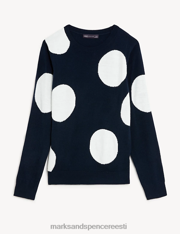 Riietus ee Marks & Spencer naised supersoft spot print crew kaela kampsun mereväe segu NZTRN2999