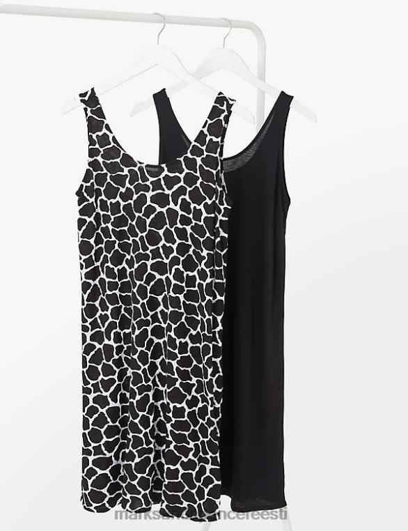 Riietus ee Marks & Spencer naised 2pk jersey põlvini libisevad kleidid must segu NZTRN3070