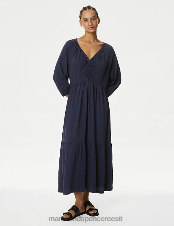 Riietus ee Marks & Spencer naised jersey V-kaelusega midi mitmetasandiline kleit merevägi NZTRN1361