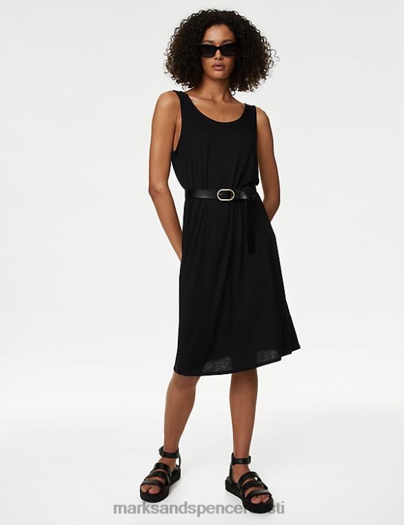 Riietus ee Marks & Spencer naised jersey ümarkaelusega põlvini libisemiskleit must NZTRN2269
