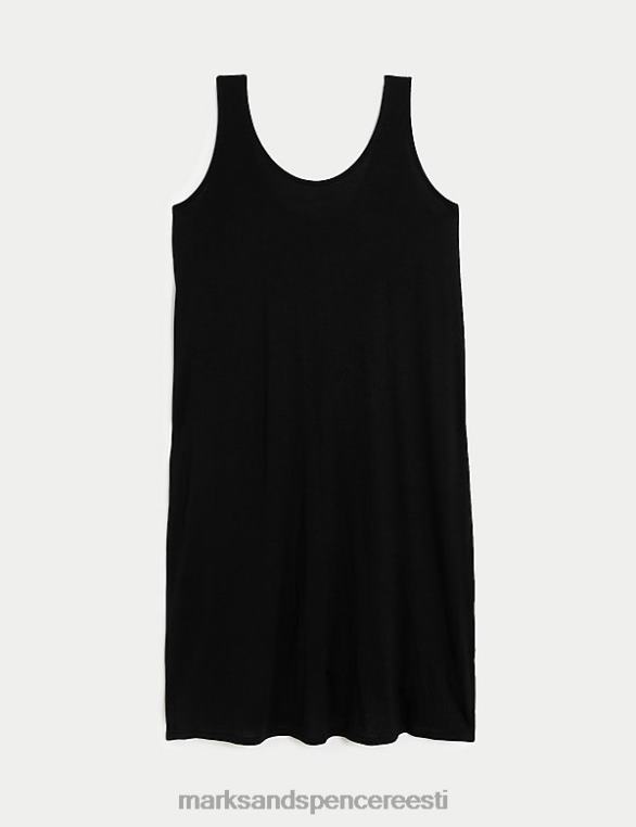 Riietus ee Marks & Spencer naised jersey ümarkaelusega põlvini libisemiskleit must NZTRN2269