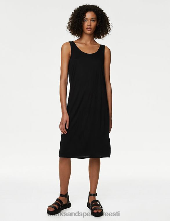 Riietus ee Marks & Spencer naised jersey ümarkaelusega põlvini libisemiskleit must NZTRN2269