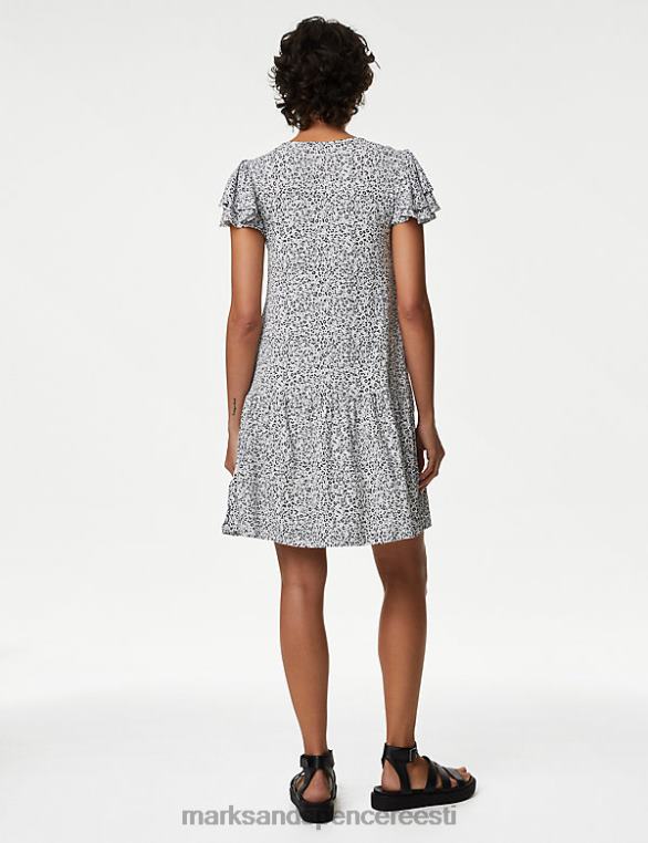 Riietus ee Marks & Spencer naised jersey trükitud lipsukaelusega minikleit mereväe segu NZTRN1658
