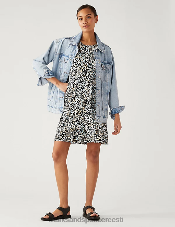 Riietus ee Marks & Spencer naised jersey trükitud mini kiikkleit looduslik segu NZTRN1570