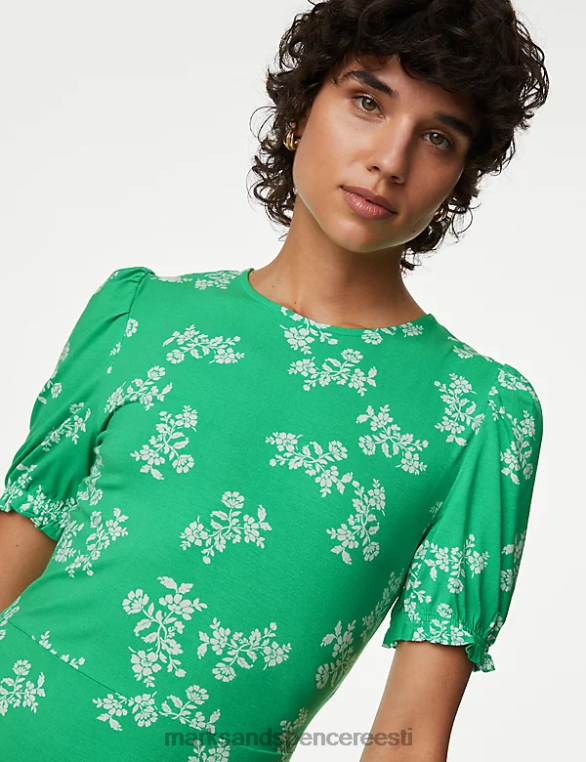 Riietus ee Marks & Spencer naised jersey trükitud mini uisutaja kleit heleroheline segu NZTRN525