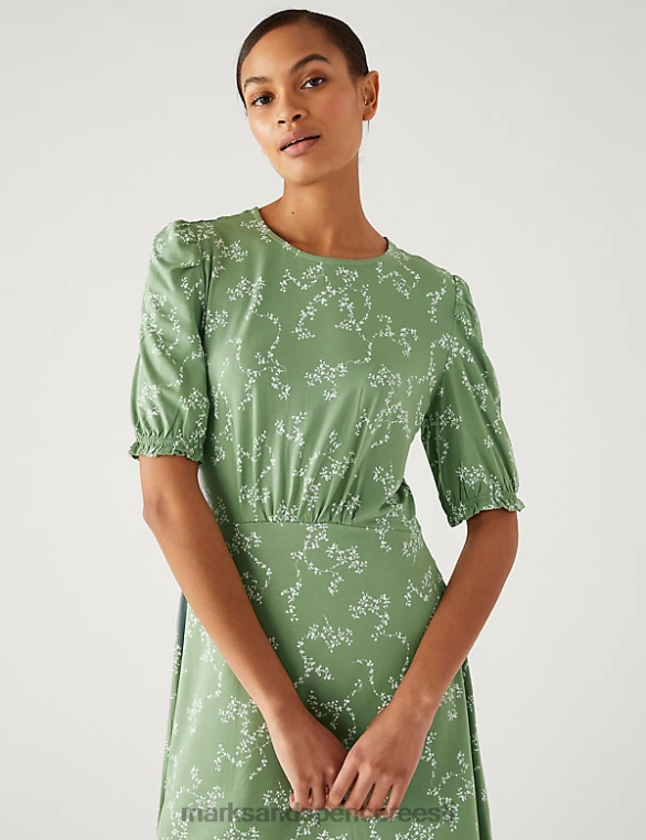 Riietus ee Marks & Spencer naised jersey trükitud mini uisutaja kleit khaki segu NZTRN524