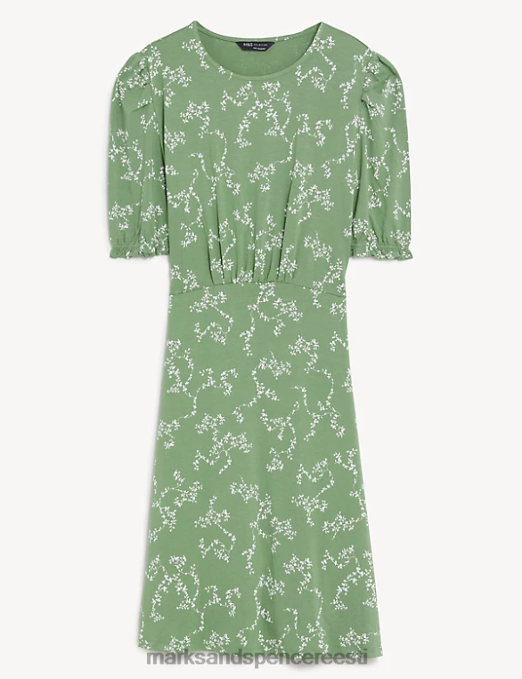 Riietus ee Marks & Spencer naised jersey trükitud mini uisutaja kleit khaki segu NZTRN524