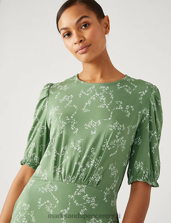 Riietus ee Marks & Spencer naised jersey trükitud mini uisutaja kleit khaki segu NZTRN524