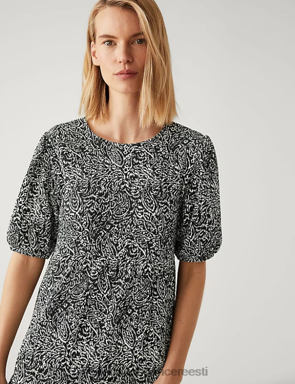 Riietus ee Marks & Spencer naised jersey trükitud tekstuurne mitmetasandiline kleit must segu NZTRN830