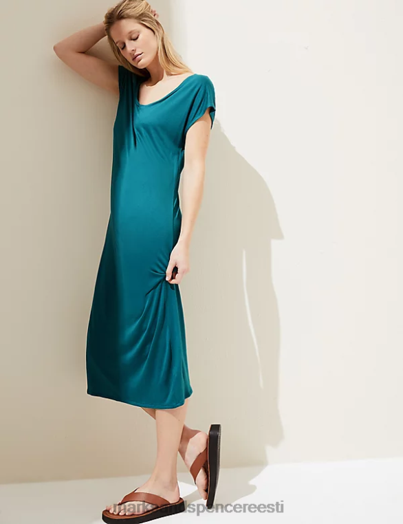 Riietus ee Marks & Spencer naised jersey v-kaelusega midi t-särk kleit loorberileht NZTRN2016