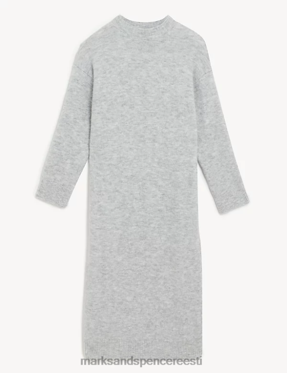 Riietus ee Marks & Spencer naised kootud kleit kaelusega helehall NZTRN1119