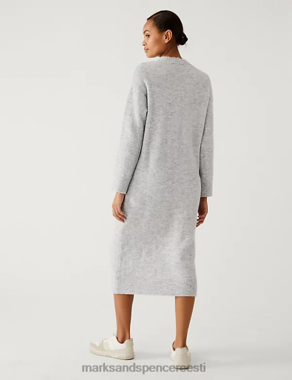 Riietus ee Marks & Spencer naised kootud kleit kaelusega helehall NZTRN1119