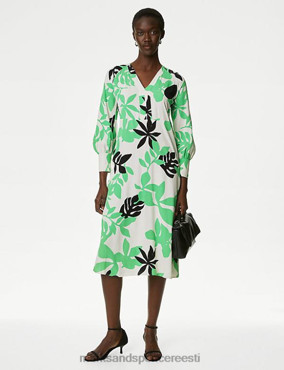 Riietus ee Marks & Spencer naised lehemustriga v-kaelusega midaxi smock-kleit mitu NZTRN736