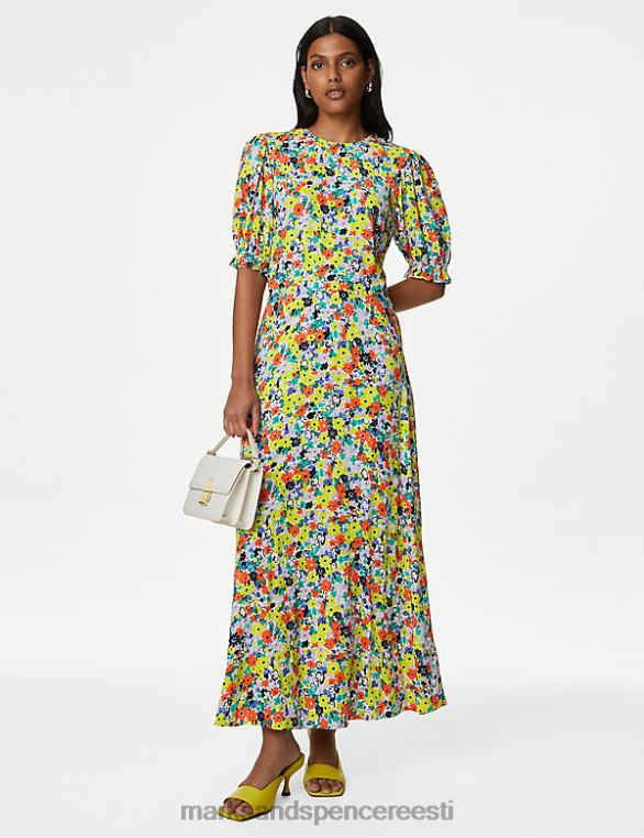 Riietus ee Marks & Spencer naised lilleline midaxi teekleit apelsini segu NZTRN1065