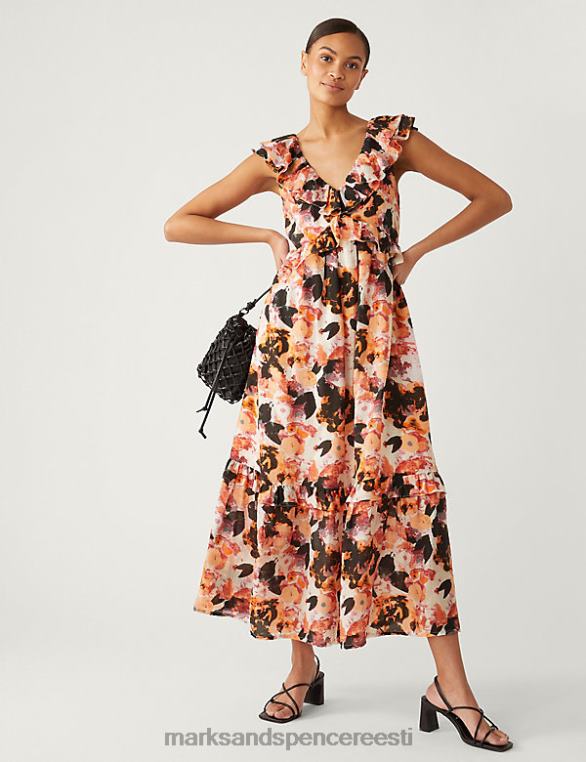 Riietus ee Marks & Spencer naised lilleline v-kaelusega midaxi mitmetasandiline kleit mitu NZTRN2370