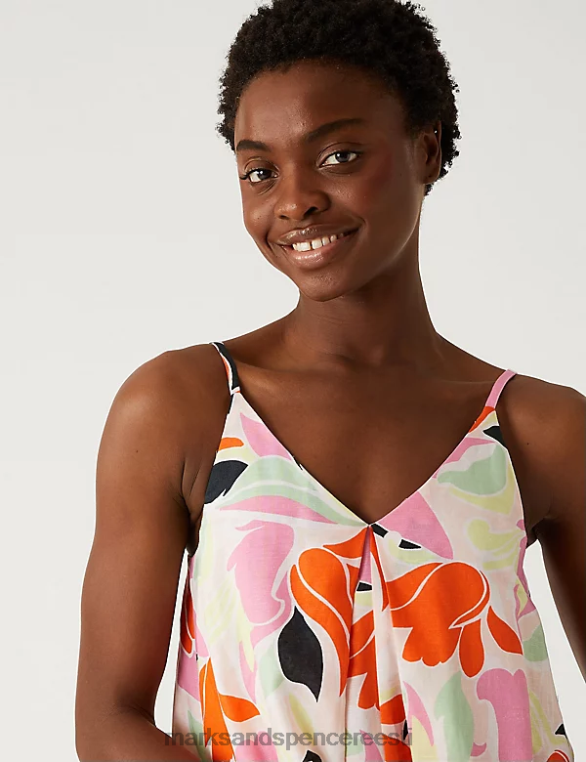 Riietus ee Marks & Spencer naised linane rikkaliku v-kaelusega midi slip kleit mitu NZTRN266