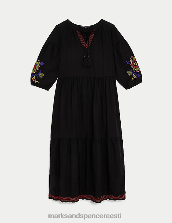 Riietus ee Marks & Spencer naised linasegu tikitud midi rannakleit must NZTRN1739