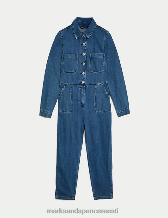 Riietus ee Marks & Spencer naised nööbiga ees pikkade varrukatega kombinesoon denim NZTRN117
