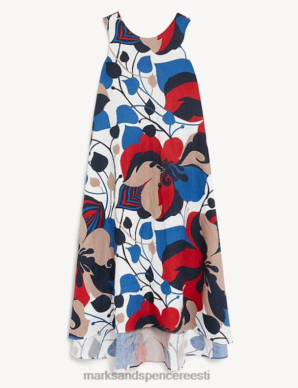 Riietus ee Marks & Spencer naised puhas linane lilleline v-kaelusega midi kolonnkleit mitu NZTRN504