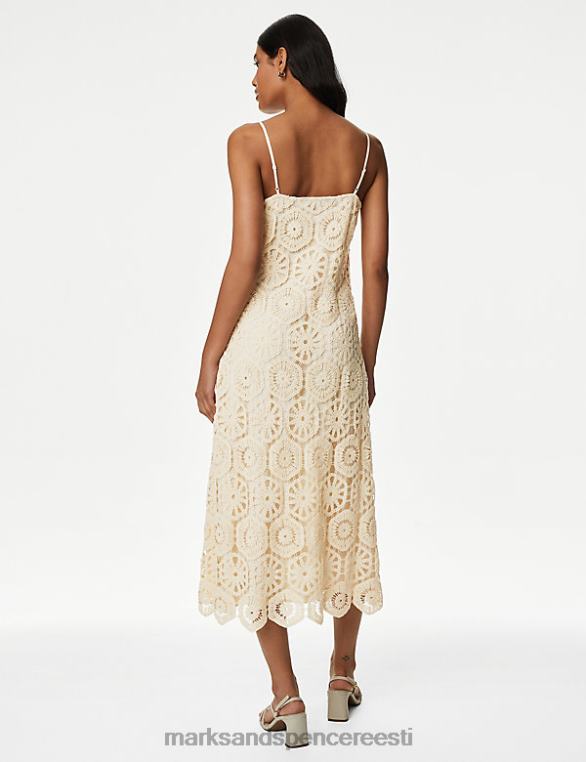Riietus ee Marks & Spencer naised puuvillane rikkaliku tekstuuriga midi slip kleit elevandiluust NZTRN2546
