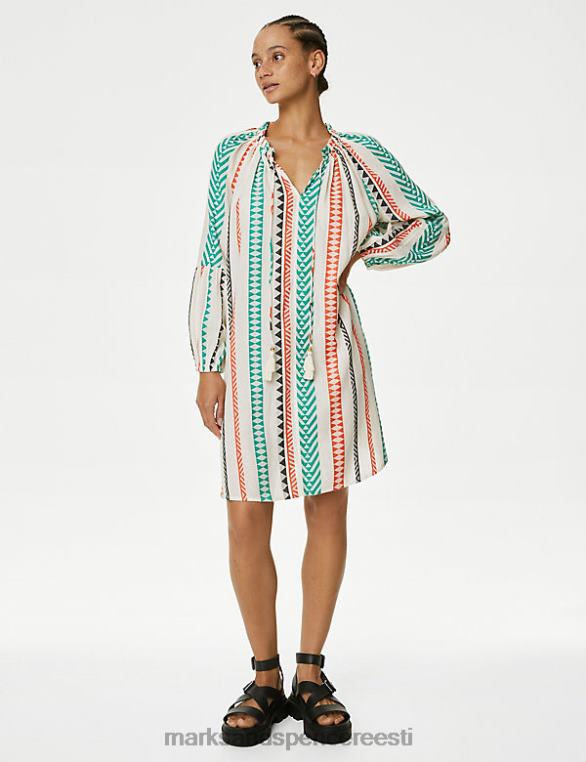 Riietus ee Marks & Spencer naised puuvillarikas triibuline rand katma kaftan mitu NZTRN726