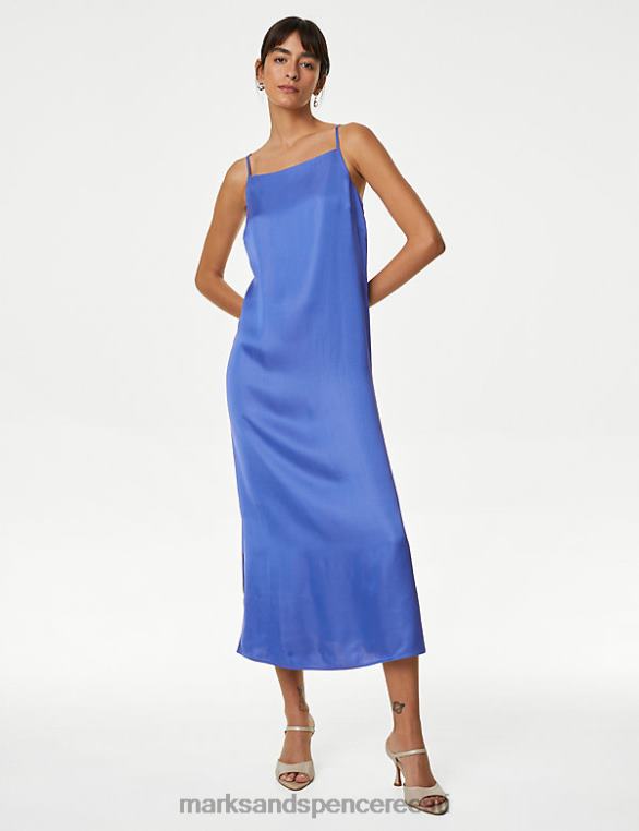 Riietus ee Marks & Spencer naised satiinist kandilise kaelusega midaxi libisemiskleit iiris NZTRN707