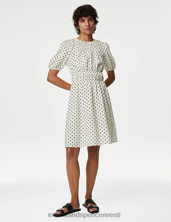 Riietus ee Marks & Spencer naised täpilise tekstuuriga minikleit elevandiluu segu NZTRN431