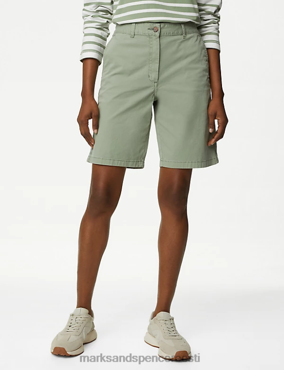 Riietus ee Marks & Spencer naised 2 tk puuvillarikkad teevärvitud chino lühikesed püksid khaki segu NZTRN1099