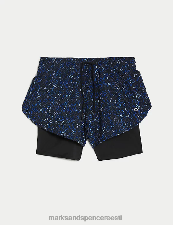 Riietus ee Marks & Spencer naised kootud trükitud kihilised jooksupüksid multi blues NZTRN3554
