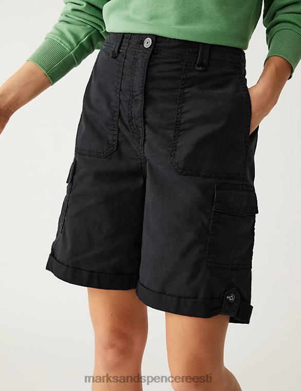 Riietus ee Marks & Spencer naised lyocell rich cargo tee värvitud lühikesed püksid must NZTRN955