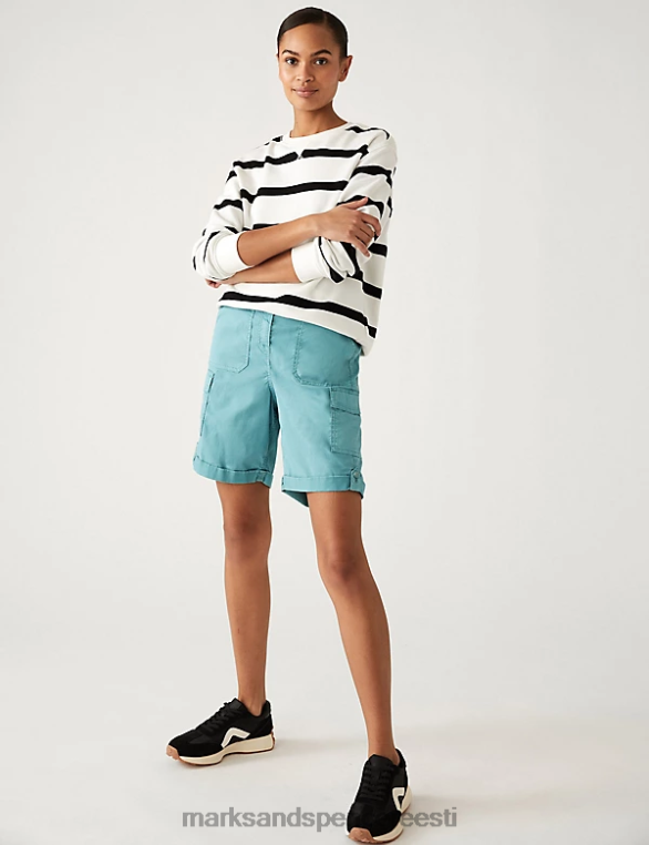 Riietus ee Marks & Spencer naised lyocell rich cargo tee värvitud lühikesed püksid sinine NZTRN959