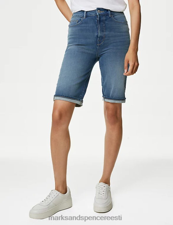 Riietus ee Marks & Spencer naised maagiliselt kujundavad teksapüksid bermudast keskmine indigo NZTRN1187