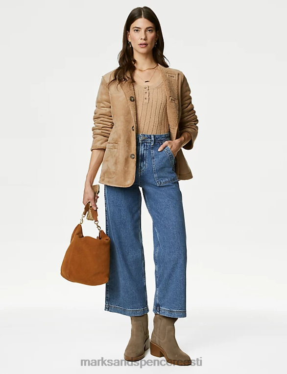 Riietus ee Marks & Spencer naised faux shearling tekstuuriga ümberpööratav jope kaerahelbed NZTRN1352