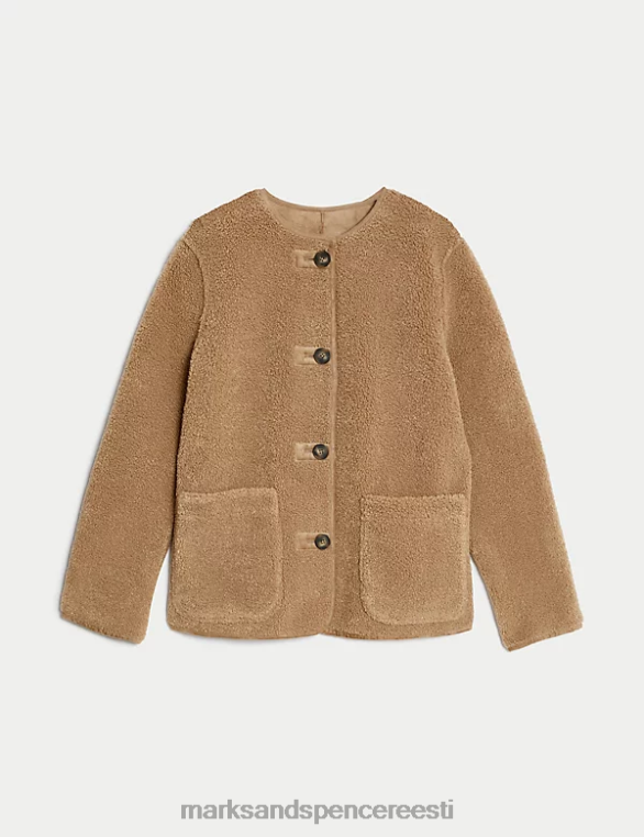 Riietus ee Marks & Spencer naised faux shearling tekstuuriga ümberpööratav jope kaerahelbed NZTRN1352