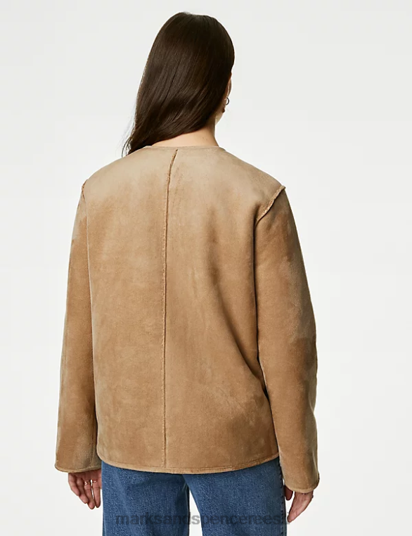 Riietus ee Marks & Spencer naised faux shearling tekstuuriga ümberpööratav jope kaerahelbed NZTRN1352