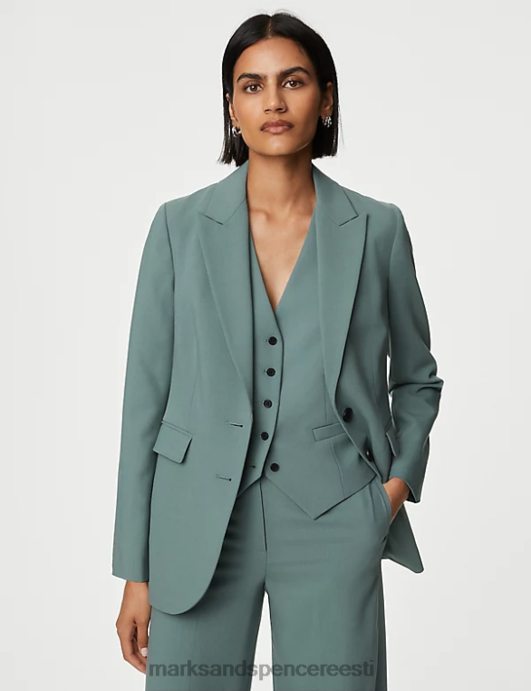 Riietus ee Marks & Spencer naised kohandatud ühe rinnaga bleiser tume salvei NZTRN244
