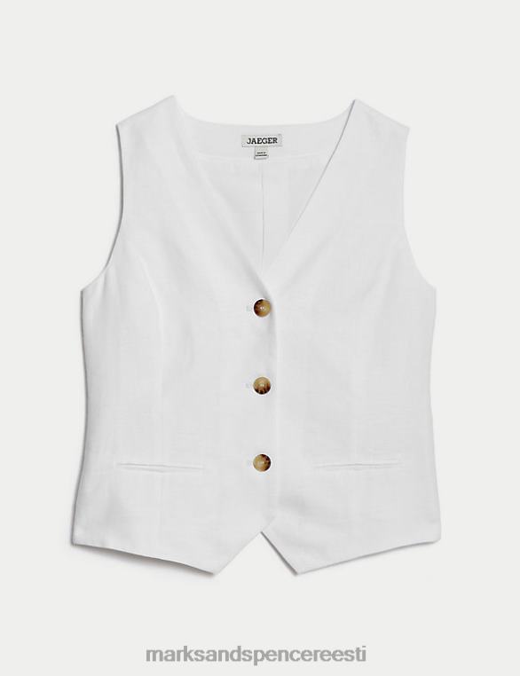 Riietus ee Marks & Spencer naised puhtast linasest ühe rinnaga vest elevandiluust NZTRN2202