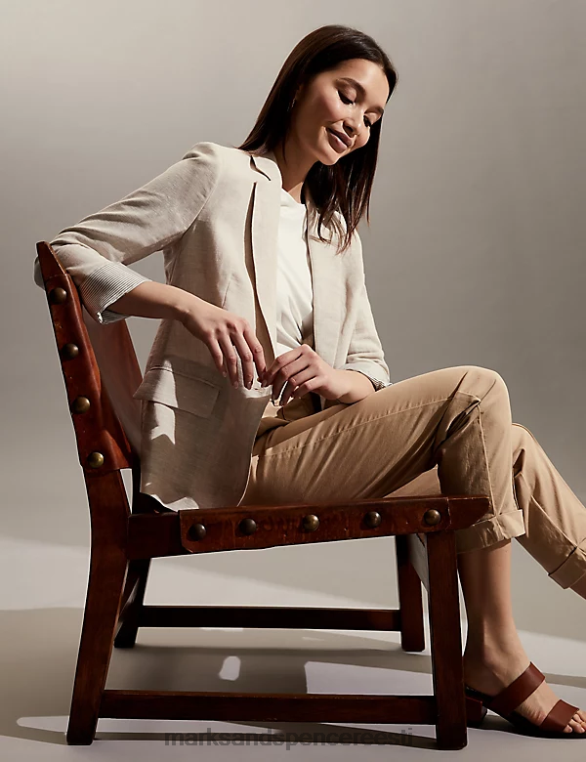 Riietus ee Marks & Spencer naised puhtast linasest rätsepaga bleiser loomulik NZTRN1449